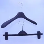 Rubber Coated Suit Hangers - Black Matte 39cm Wide Shoulder - Imagen 6