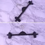 Rubber Coated Suit Hangers - Black Matte 39cm Wide Shoulder - Imagen 7