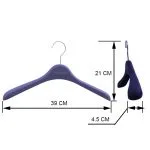 Rubber Coated Suit Hangers - Black Matte 39cm Wide Shoulder - Imagen 2