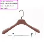 H653 flocked clothes hanger flat hook-01 - Imagem 12