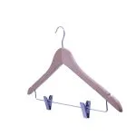 Coat hanger wooden hotel hanger with cross bars and clips - Imagen 6