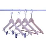 Clothes hanger wooden adult hotel hanger with anti-theft ring