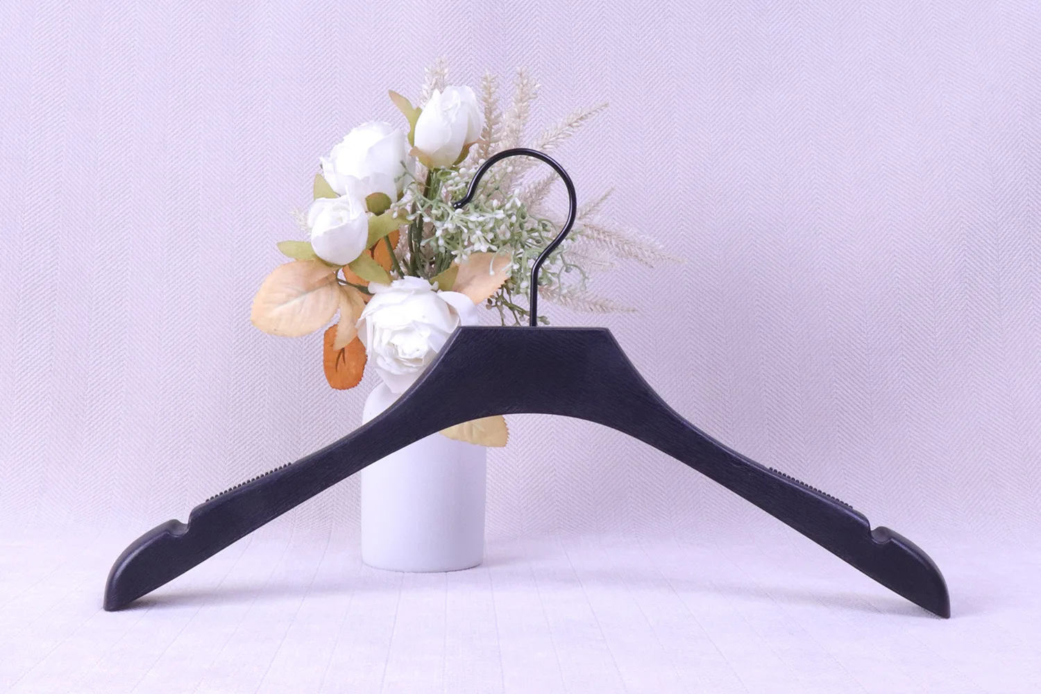 premium custom logo plastic clothes hanger front profile