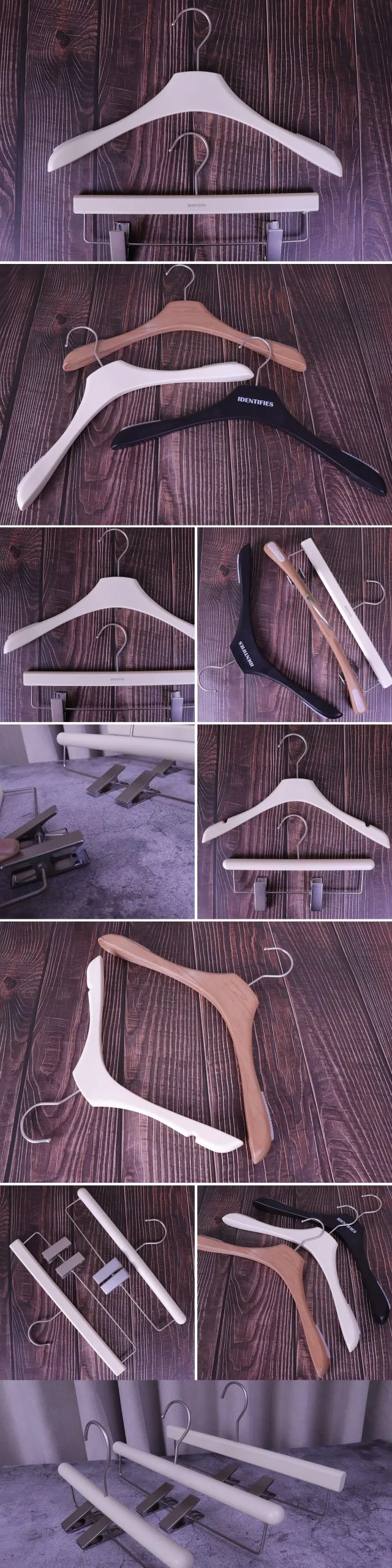 Cintre en bois robuste avec impression de logo personnalisé
