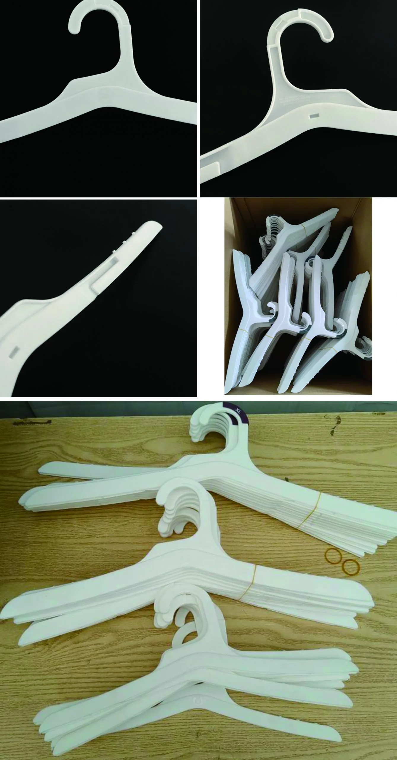 détail de l'assemblage du crochet à clip en plastique pour cintres