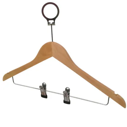 Anti-thief Wooden Hotel Clothes Hangers with Ring
