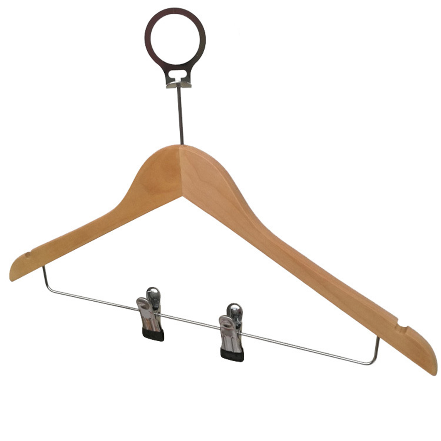Anti-thief Wooden Hotel Clothes Hangers with Ring