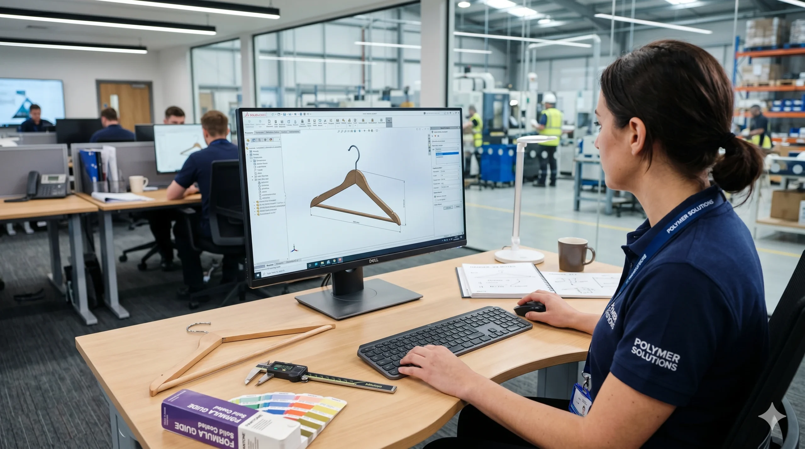 ngineer evaluating 3D CAD design for custom clothes hanger OEM service