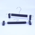 Custom Black Plastic Pants Hangers with Soft Anti-Slip Clips (Bulk)
