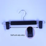 Custom Black Plastic Pants Hangers with Soft Anti-Slip Clips (Bulk) - Image 3