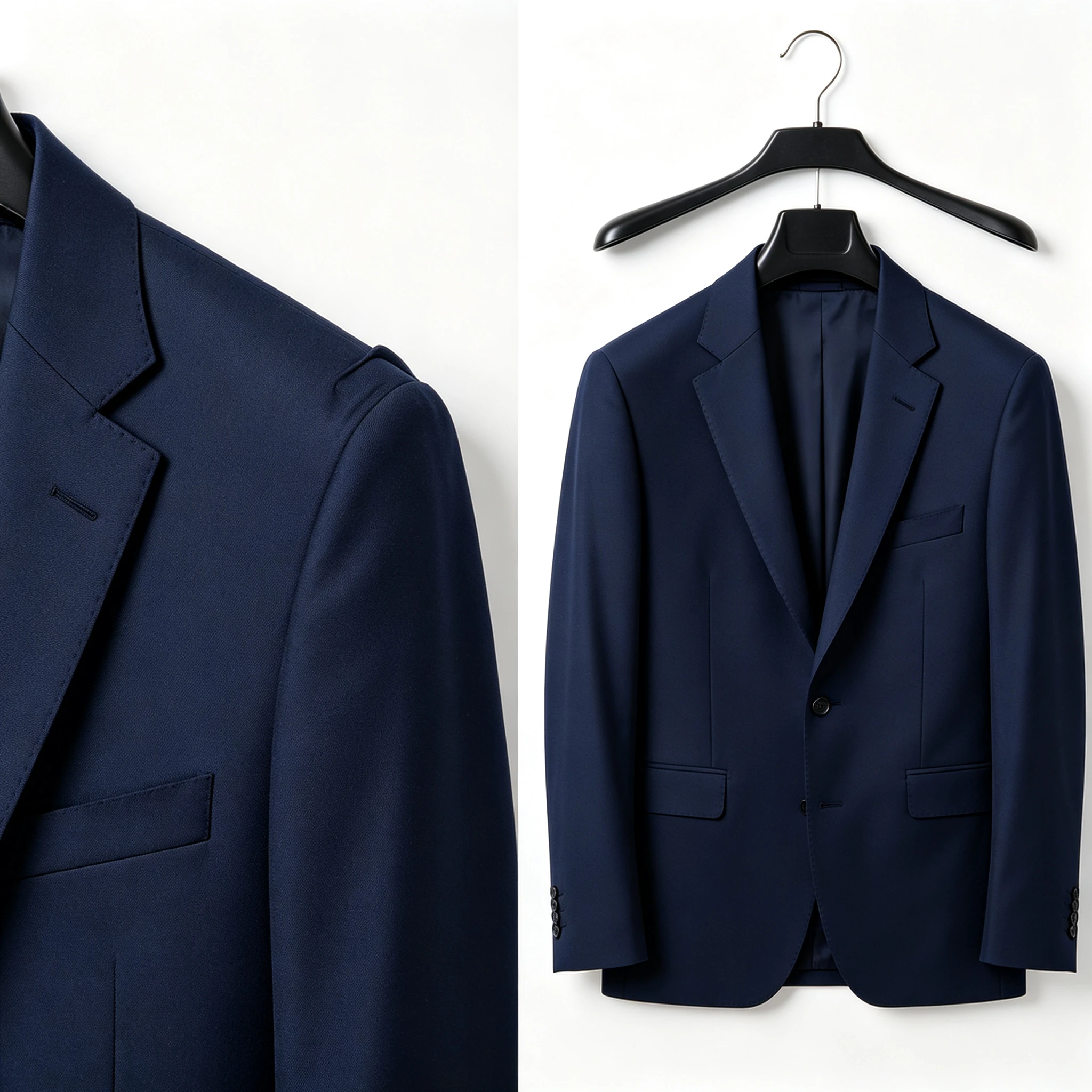 prevent shoulder bumps hangers - suit with shoulder bumps compared with perfect wide shoulder hanger